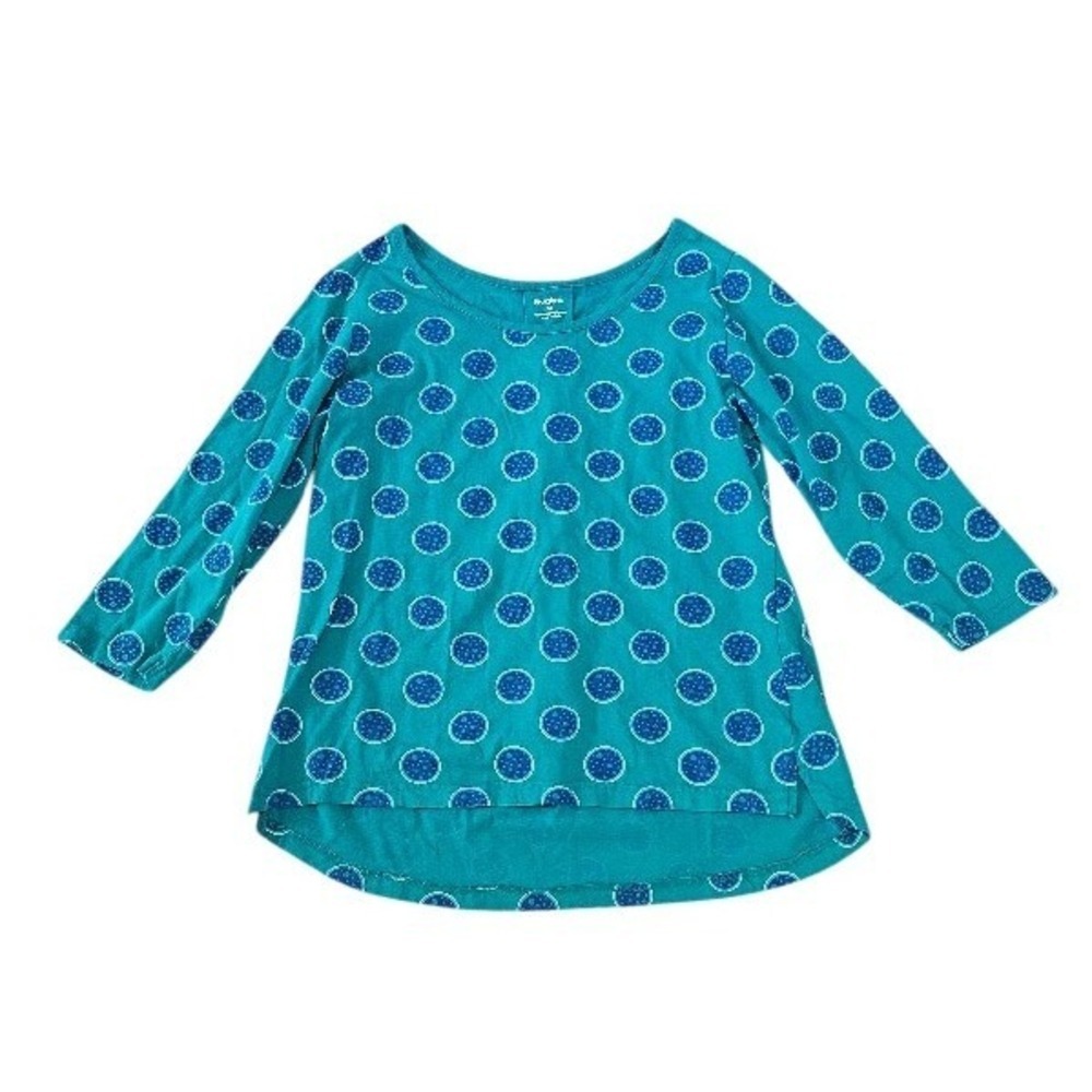 Svaha Top Womens Medium Blue Organic Cotton Petri Dish Biology 3/4 Sleeve